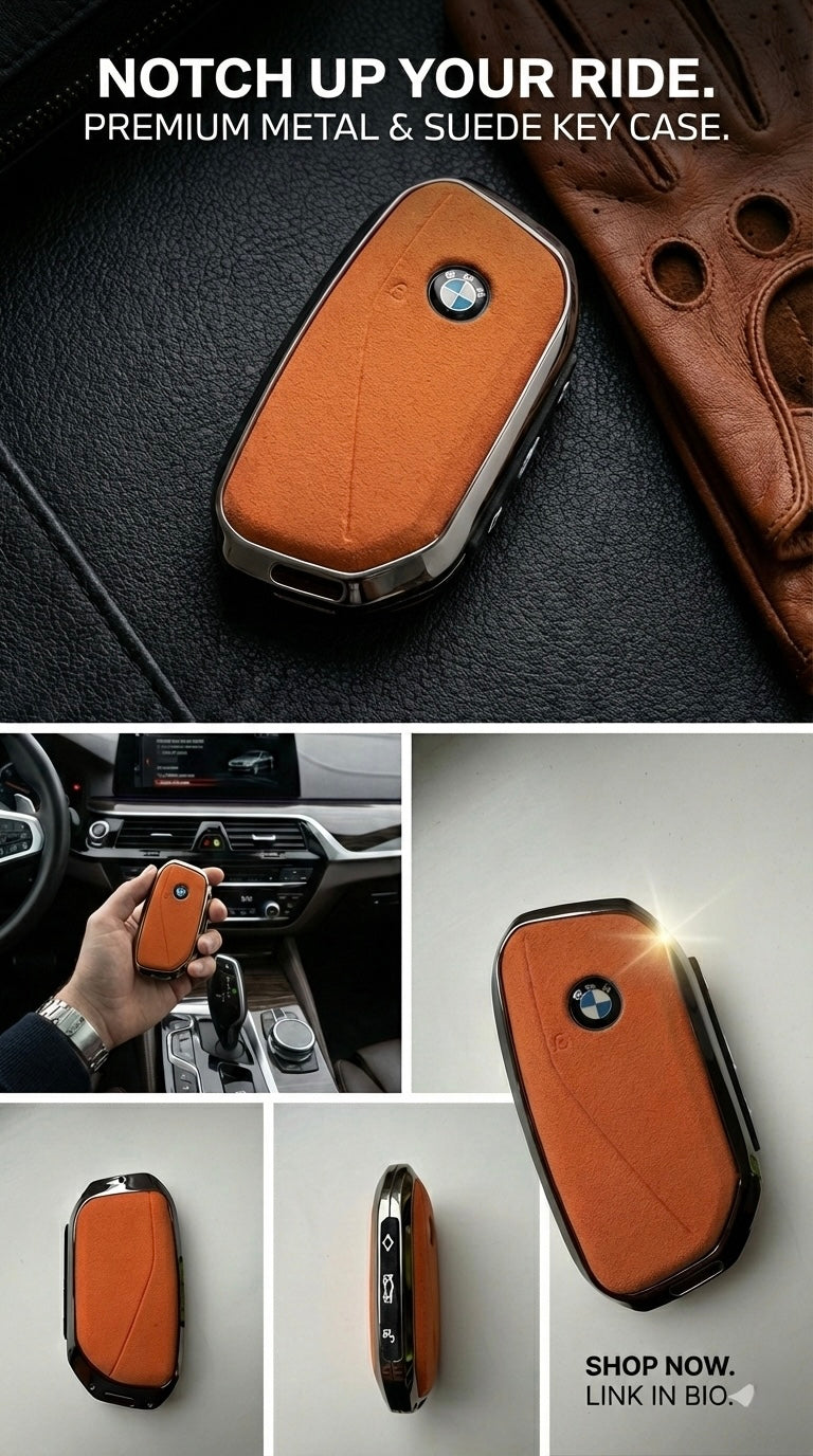 Premium Suede & Metal Key Fob Cover For BMW X5, X7 (LCI), iX & 7 Series | Luxury Protective Case