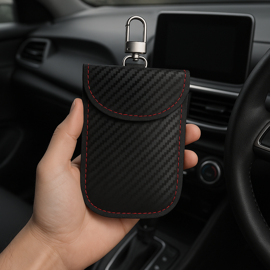 Faraday Pouch for Car Keys, Anti-Theft Signal Blocking Bag with Keychain, Car Key Signal Blocker Case for Key Fobs, Bank Cards & Digital ID (2 Pack)