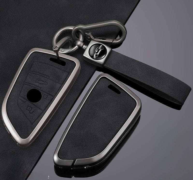 Premium Metal & Leather Key Fob Cover For BMW X1, X2, X5, X7, BMW 3, 5 & 7 Series & many more models  Heavy Duty Protection Case