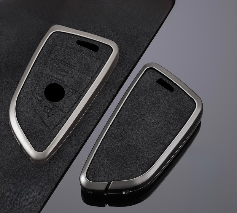 Premium Metal & Leather Key Fob Cover For BMW X1, X2, X5, X7, BMW 3, 5 & 7 Series & many more models  Heavy Duty Protection Case