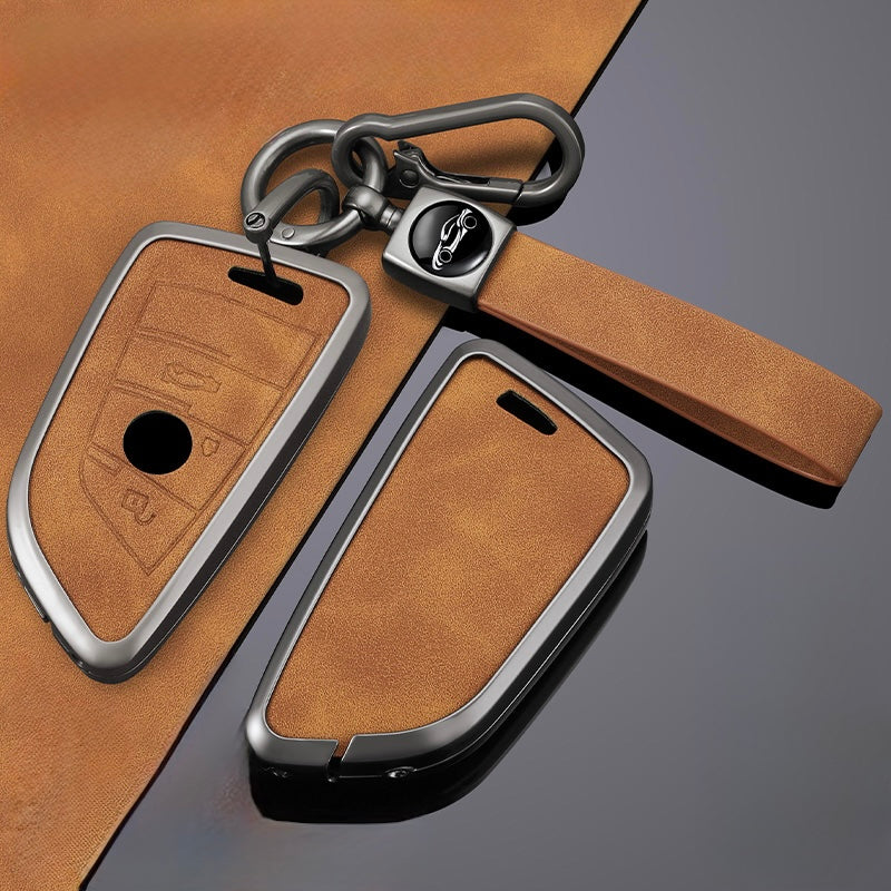 Premium Metal & Leather Key Fob Cover For BMW X1, X2, X5, X7, BMW 3, 5 & 7 Series & many more models  Heavy Duty Protection Case