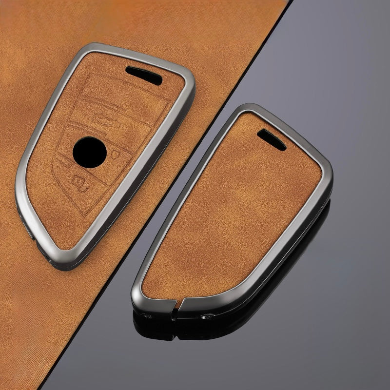 Premium Metal & Leather Key Fob Cover For BMW X1, X2, X5, X7, BMW 3, 5 & 7 Series & many more models  Heavy Duty Protection Case