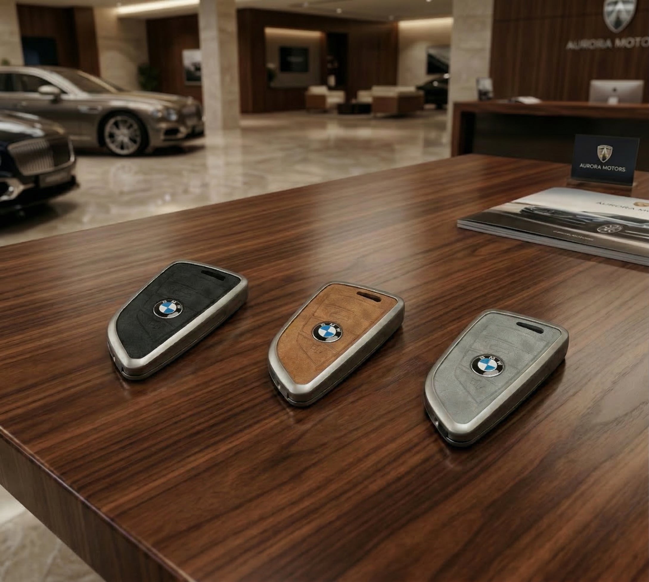 Premium Metal & Leather Key Fob Cover For BMW X1, X2, X5, X7, BMW 3, 5 & 7 Series & many more models  Heavy Duty Protection Case