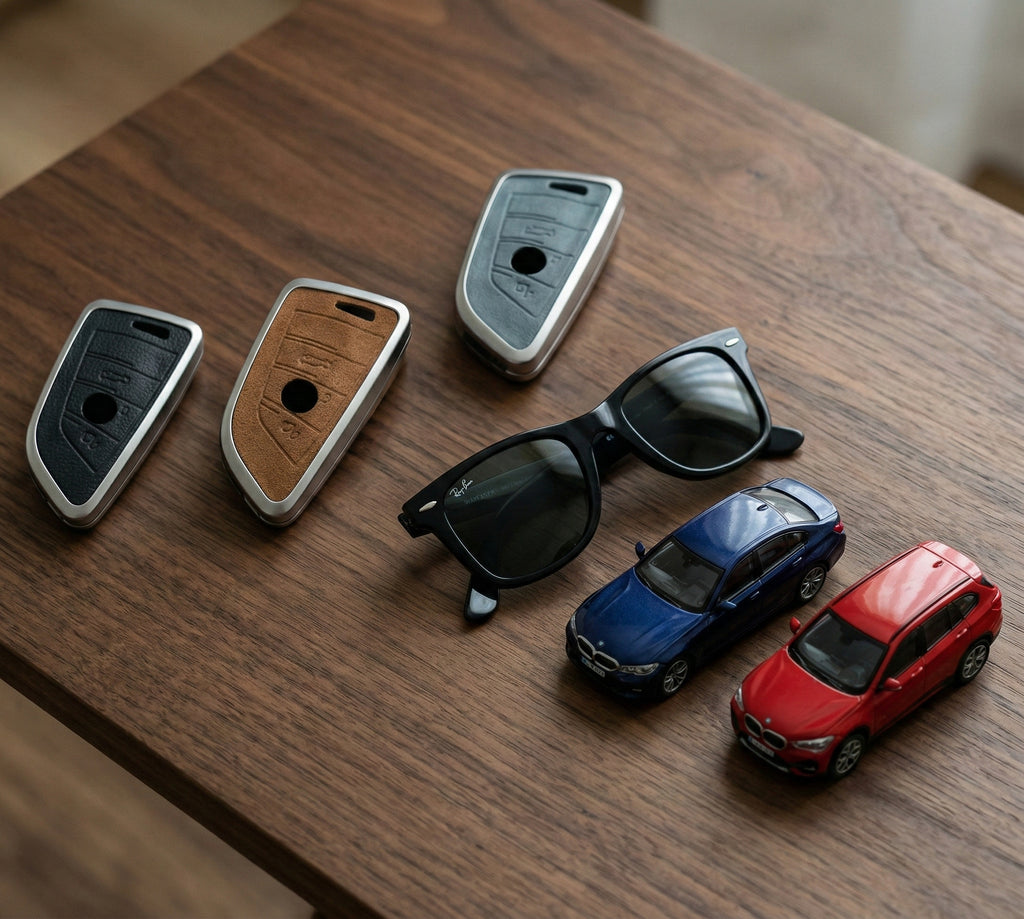 Premium Metal & Leather Key Fob Cover For BMW X1, X2, X5, X7, BMW 3, 5 & 7 Series & many more models  Heavy Duty Protection Case