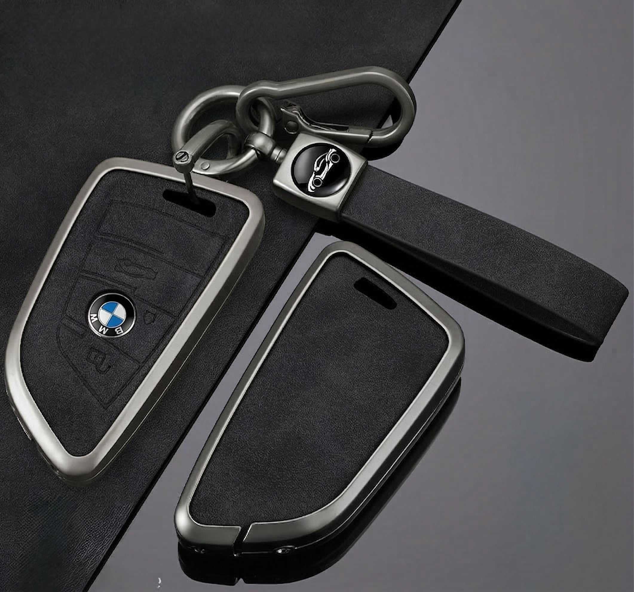 Premium Metal & Leather Key Fob Cover For BMW X1, X2, X5, X7, BMW 3, 5 & 7 Series & many more models  Heavy Duty Protection Case