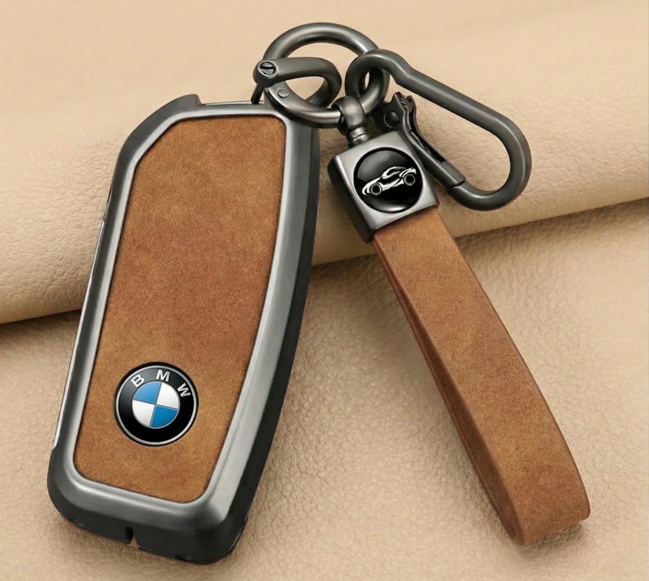Premium Metal & Leather Key Fob Cover For BMW X5, X7 (LCI), iX & 7 Series | Heavy Duty Protection Case