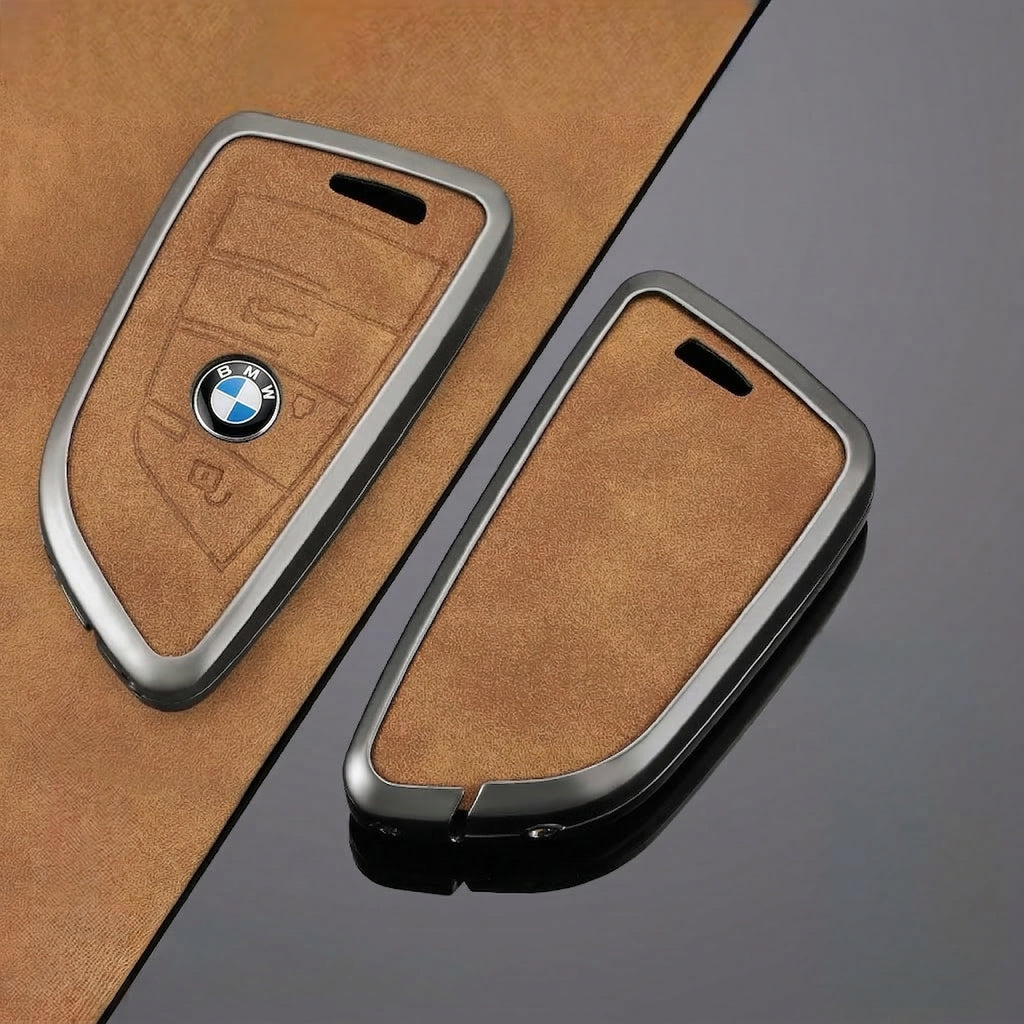 Premium Metal & Leather Key Fob Cover For BMW X1, X2, X5, X7, BMW 3, 5 & 7 Series & many more models  Heavy Duty Protection Case