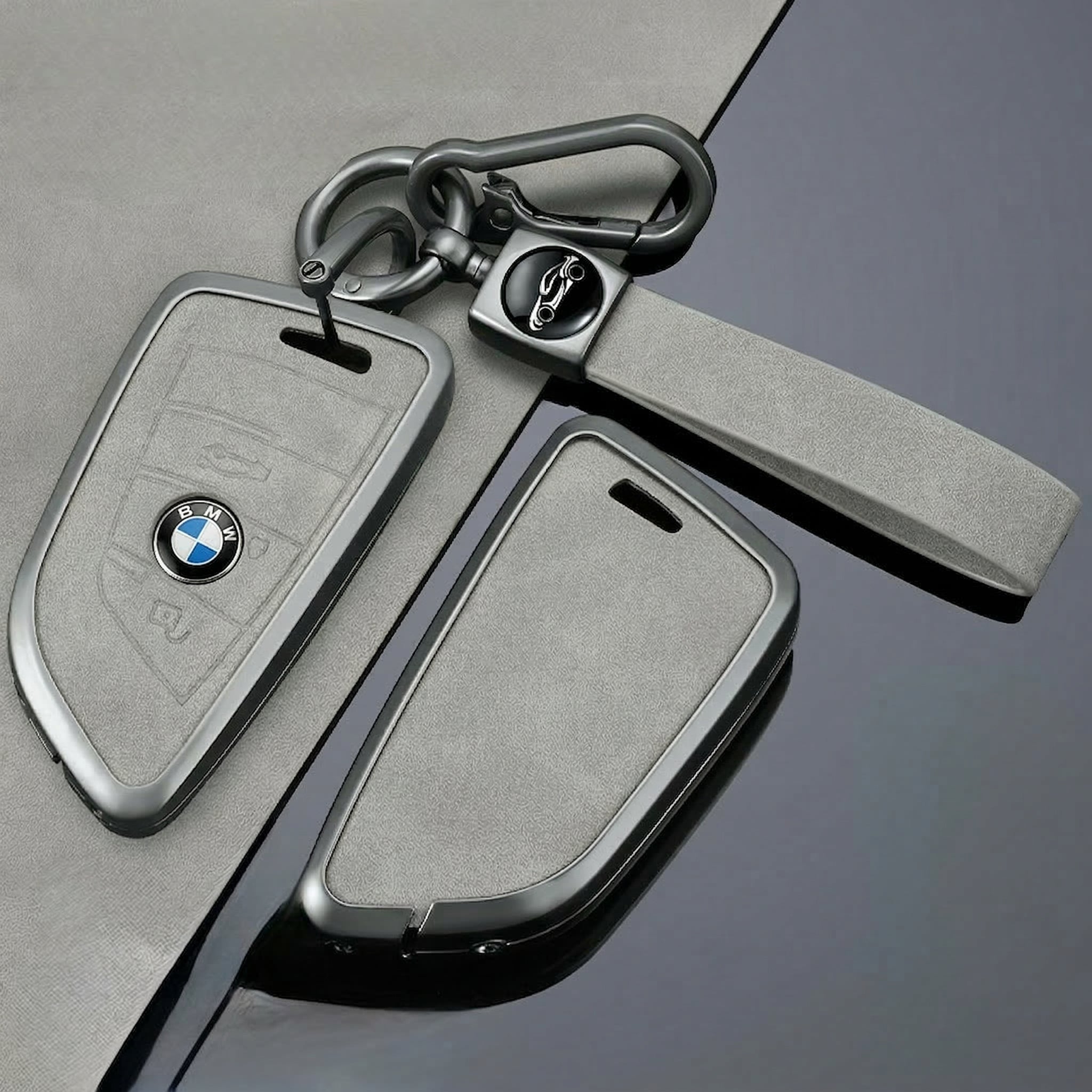 Premium Metal & Leather Key Fob Cover For BMW X1, X2, X5, X7, BMW 3, 5 & 7 Series & many more models  Heavy Duty Protection Case