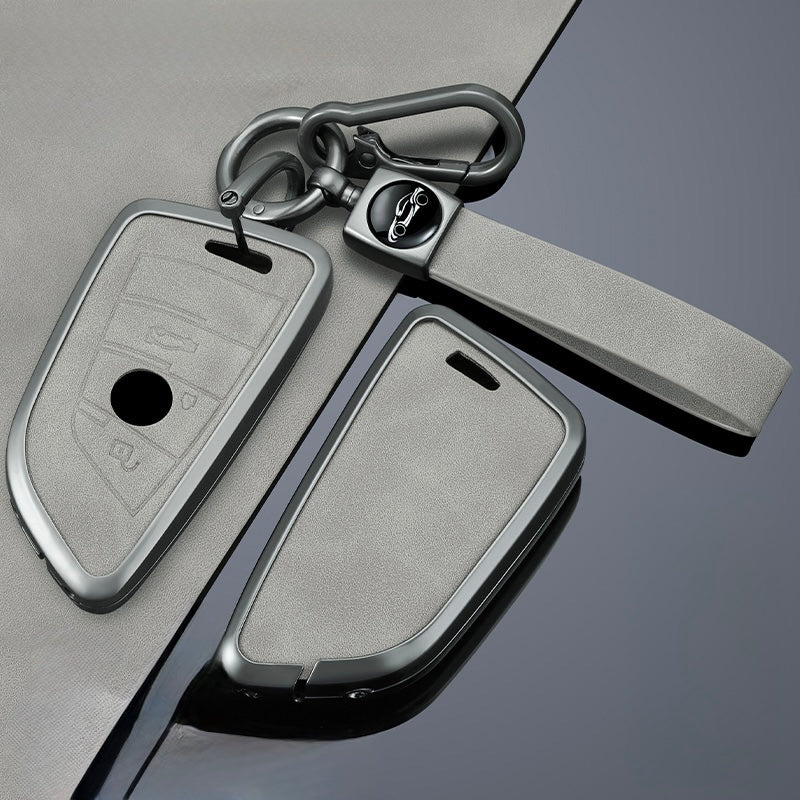 Premium Metal & Leather Key Fob Cover For BMW X1, X2, X5, X7, BMW 3, 5 & 7 Series & many more models  Heavy Duty Protection Case