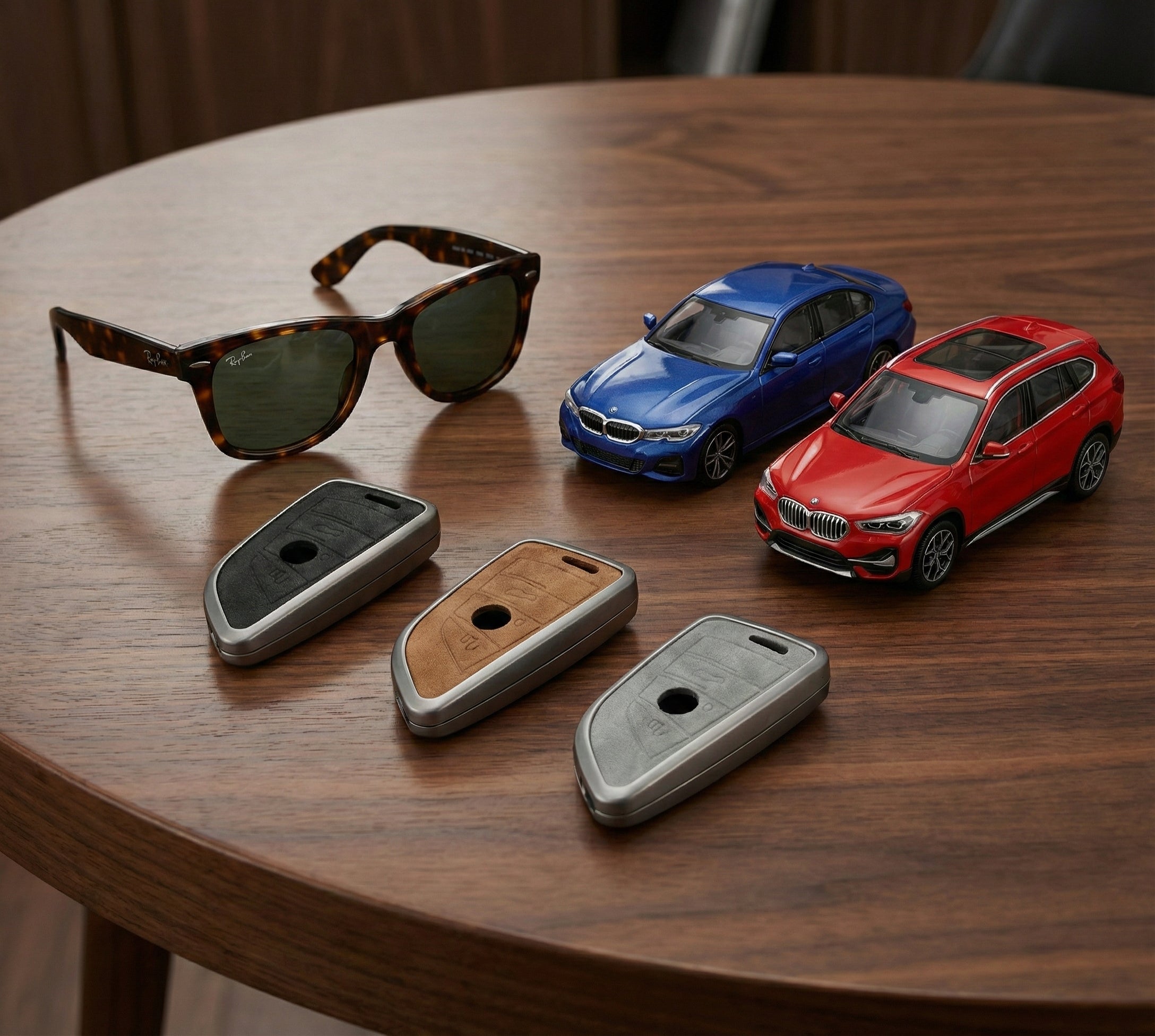 Premium Metal & Leather Key Fob Cover For BMW X1, X2, X5, X7, BMW 3, 5 & 7 Series & many more models  Heavy Duty Protection Case