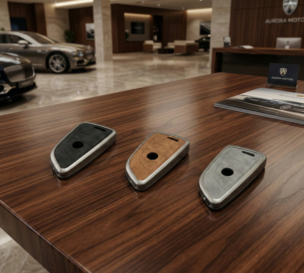 Premium Metal & Leather Key Fob Cover For BMW X1, X2, X5, X7, BMW 3, 5 & 7 Series & many more models  Heavy Duty Protection Case