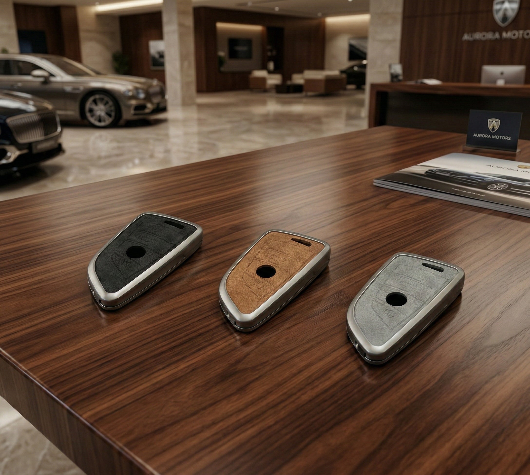 Premium Metal & Leather Key Fob Cover For BMW X1, X2, X5, X7, BMW 3, 5 & 7 Series & many more models  Heavy Duty Protection Case