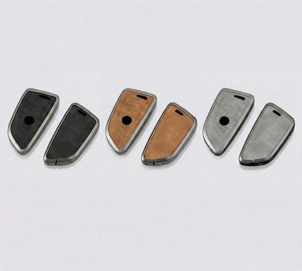 Premium Metal & Leather Key Fob Cover For BMW X1, X2, X5, X7, BMW 3, 5 & 7 Series & many more models  Heavy Duty Protection Case
