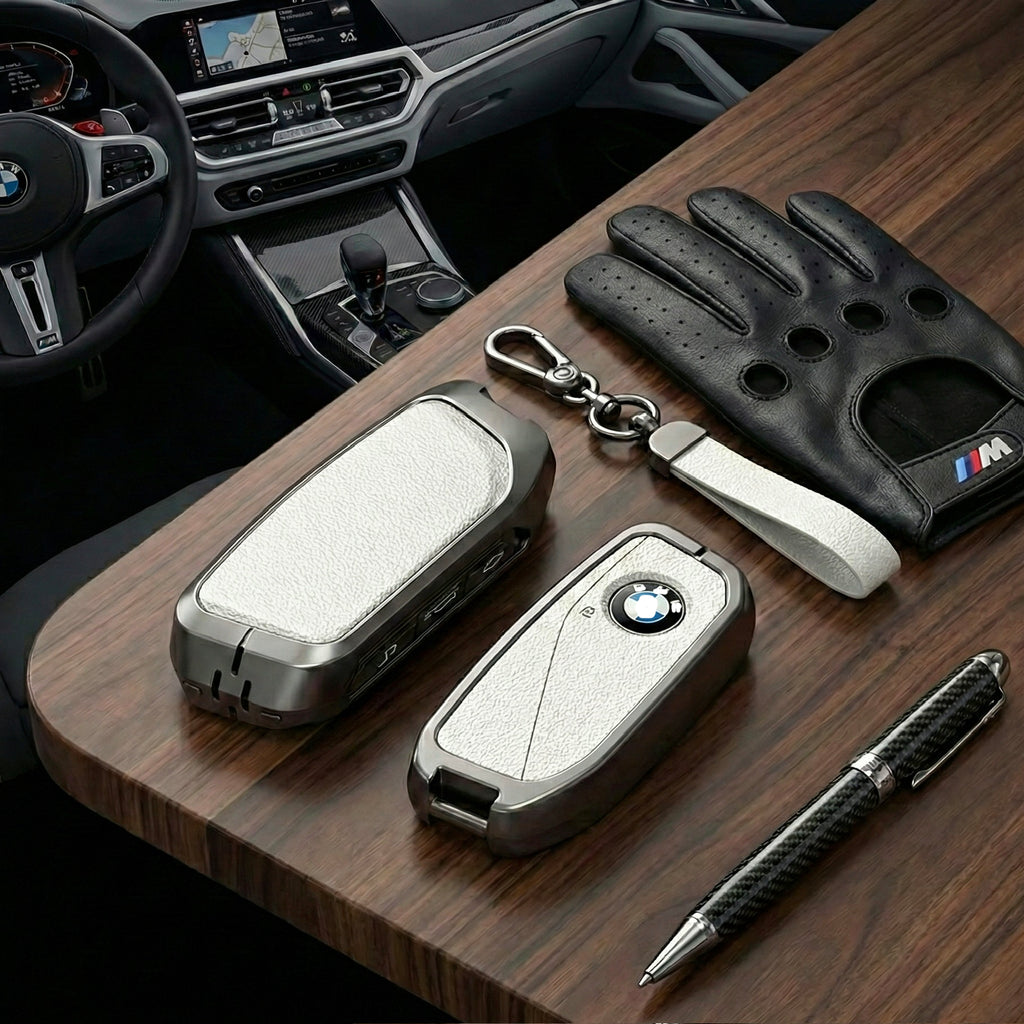 Premium Metal & Leather Key Fob Cover For BMW X5, X7 (LCI), iX & 7 Series | Heavy Duty Protection Case