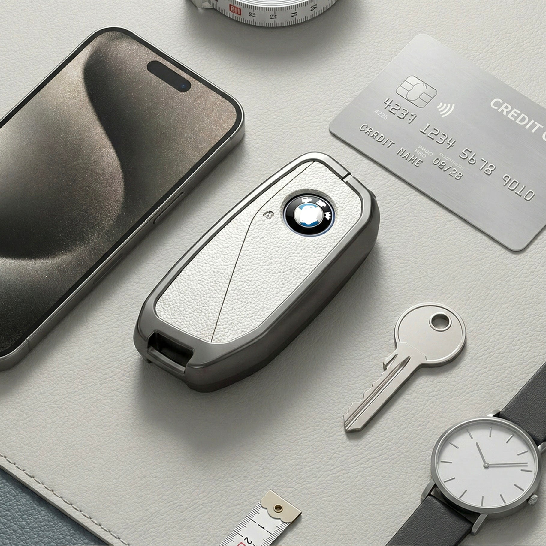 Premium Metal & Leather Key Fob Cover For BMW X5, X7 (LCI), iX & 7 Series | Heavy Duty Protection Case