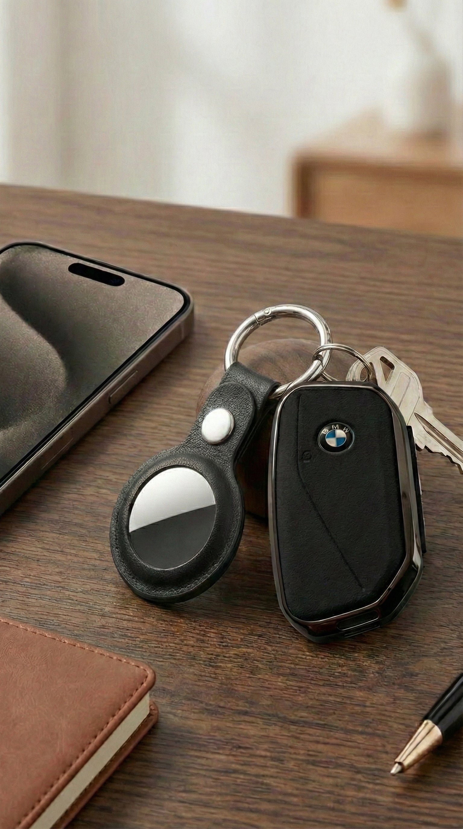 The "Never-Lost" Key Companion: Premium Leather AirTag for Keys, Luggage, or Backpack