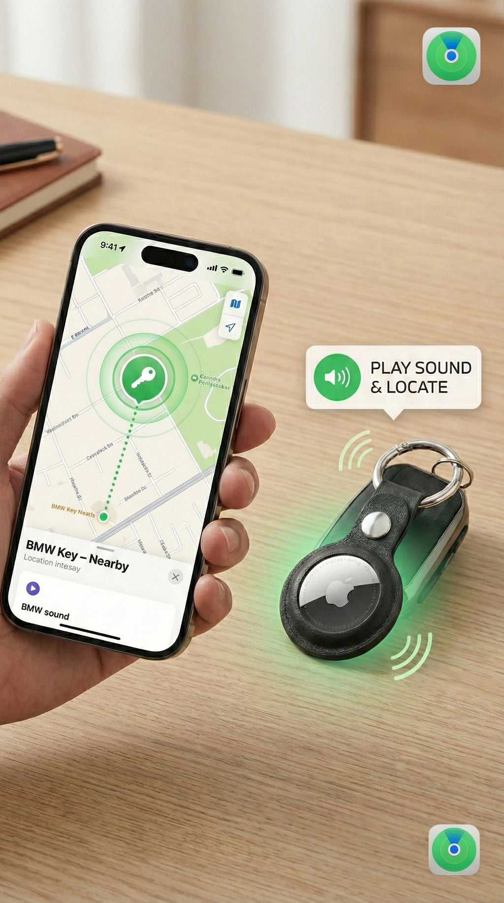 The "Never-Lost" Key Companion: Premium Leather AirTag for Keys, Luggage, or Backpack